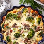 Frittata z pieczarkami, szynką i brokułem