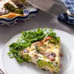 Frittata z pieczarkami, szynką i brokułem
