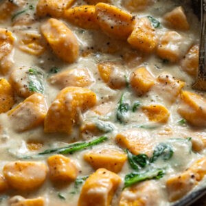 Dyniowe leniwe z sosem z gorgonzoli