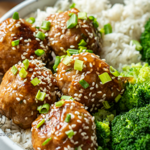 Pieczone klopsiki z indyka w sosie teriyaki